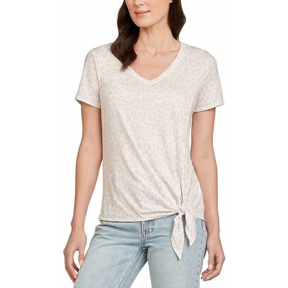 Matty M Ladies' V-Neck Side Tie Tee, SMALL, 8C-142T